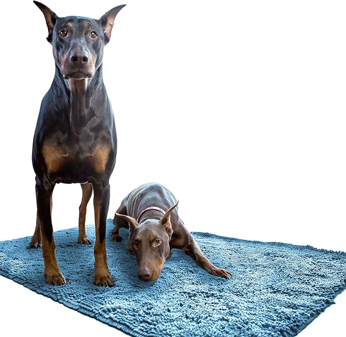 Soggy Doggy Doormat Plain Solid Color Design - Ultra Absorbent Microfiber Chenille Wet Dog Mat for Muddy Paws - Non-Slip and Machine Washable (Blue, Extra-Large 36” x 60”)