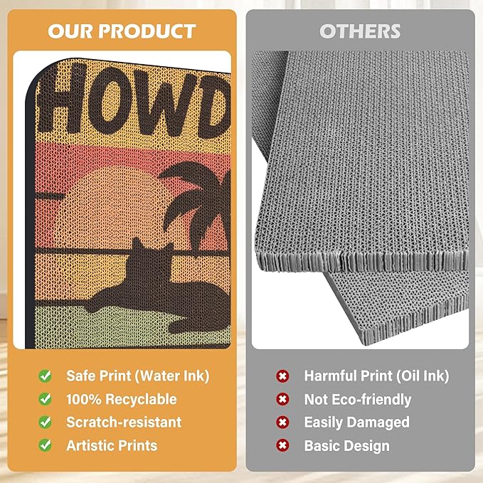 Art Cat Scratcher, Wall-Mountable Cat Scratching Board, Cat Wall Scratcher 16.7x11x1 Inch Cat Scratch Pad and Cat Scratchers for Indoor Cats Toy Furniture Protector（Beach）