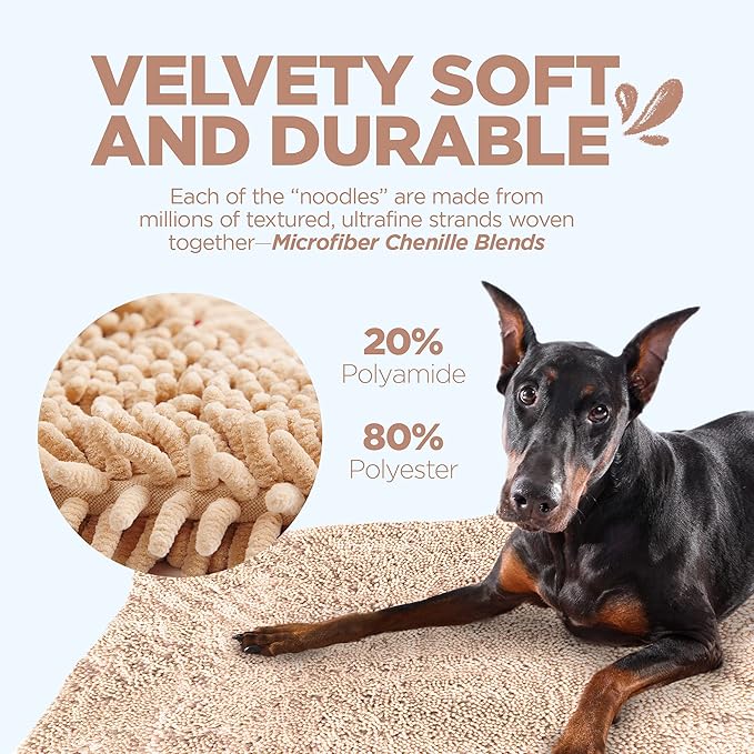 Soggy Doggy Doormat Plain Solid Color Design - Ultra Absorbent Microfiber Chenille Wet Dog Mat for Muddy Paws - Non-Slip and Machine Washable (Beige, Extra-Large 36” x 60”)