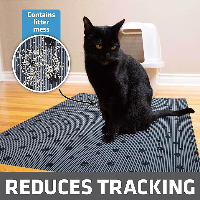 Drymate 12-Pack XL Original Cat Litter Mat, Contains Mess from Box, Protects Floors, Urine-Proof, Machine Washable, Soft on Kitty Paws, Absorbent, Waterproof (USA Made) (28”x36”)(GreyStripePaw)