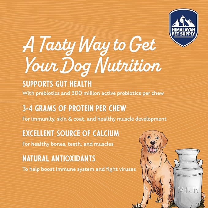 Himalayan Dog Chew Yogurt Sticks, Peanut Butter, Dog Treats With Prebiotics, Probiotics & Protein, Digestive Support, Lactose & Gluten Free, Natural Dog Treat for All Breeds, Made in America, 5 Count