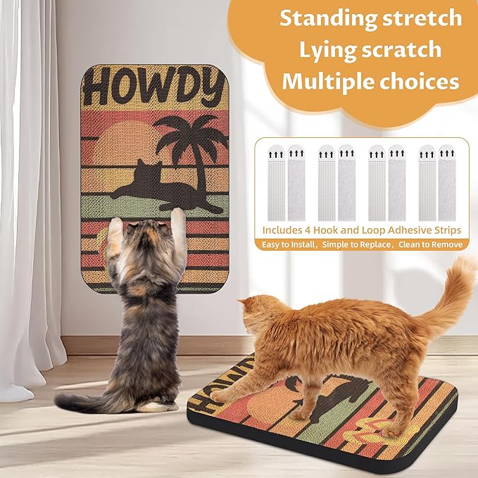 Art Cat Scratcher, Wall-Mountable Cat Scratching Board, Cat Wall Scratcher 16.7x11x1 Inch Cat Scratch Pad and Cat Scratchers for Indoor Cats Toy Furniture Protector（Beach）