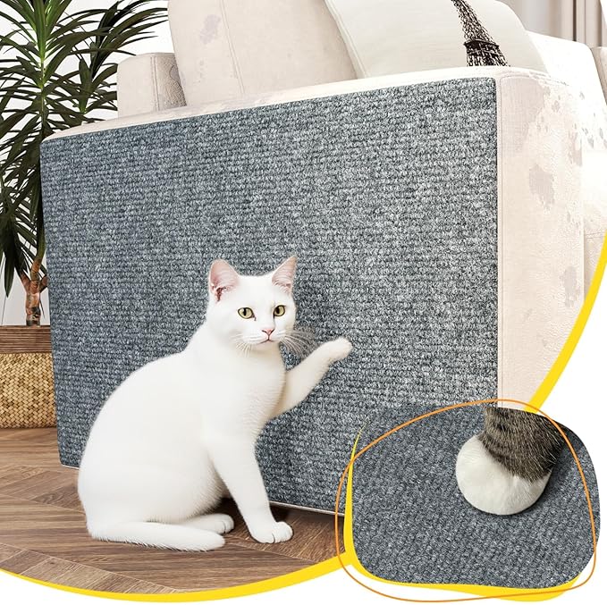 Decotalk Cat Wall Scratcher Mat Adhesive Light Grey Anti Cats Scratch Furniture Couch 12x78.7 Inch Wall Cat Scratcher Carpet Corner Protector for Indoor Cats Light Grey Cat Scratching Post for Sofa