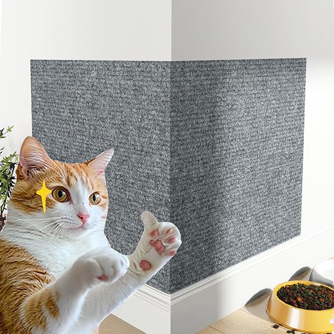 Decotalk Cat Wall Scratcher Mat Adhesive Light Grey Anti Cats Scratch Furniture Couch 12x78.7 Inch Wall Cat Scratcher Carpet Corner Protector for Indoor Cats Light Grey Cat Scratching Post for Sofa