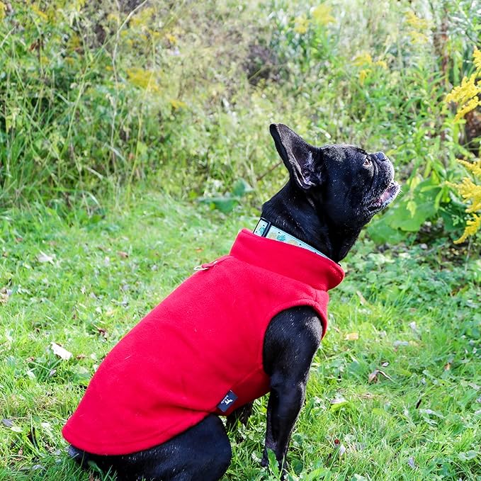 JACKO & CO - Fleece Vest Dog Sweater with Leash Ring - Soft, Warm & Lightweight Pullover Coat for Small & Medium Dogs, Puppies & Cats - Cozy Fall/Winter/Spring Pet Jacket (Red, Medium 6-10lbs)