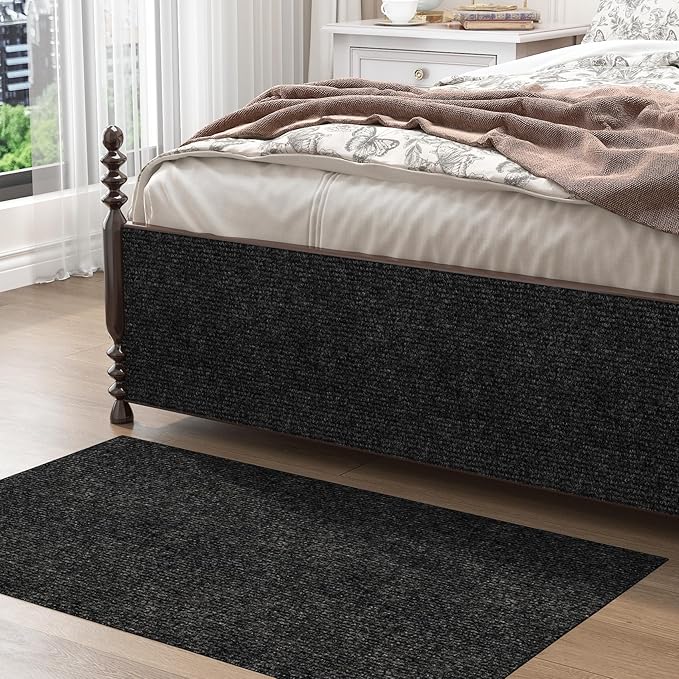 Decotalk Cat Wall Scratcher Black Wall Mounted Cat Scratcher Adhesive Peel and Stick Carpet Scratching Mat for Walls Corner 12"x78.7" Adhesive Black Cats Corner Scratchers for Indoor Cats Scratch Post