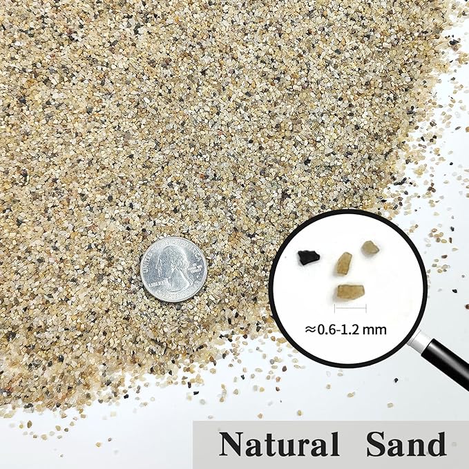 10 lbs Aquarium Sand, 0.6-1.2 mm Aquarium Substrate for Freshwater Fish Tank. Decorative River Rocks Gravel for Fish Tank, Plants Potted, Fire Pits, Candle, Vase and Crafts