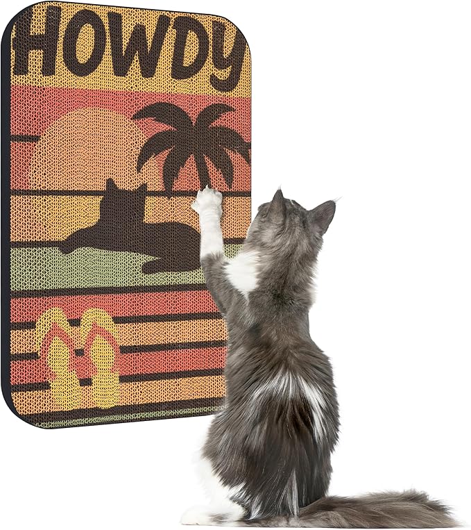 Art Cat Scratcher, Wall-Mountable Cat Scratching Board, Cat Wall Scratcher 16.7x11x1 Inch Cat Scratch Pad and Cat Scratchers for Indoor Cats Toy Furniture Protector（Beach）