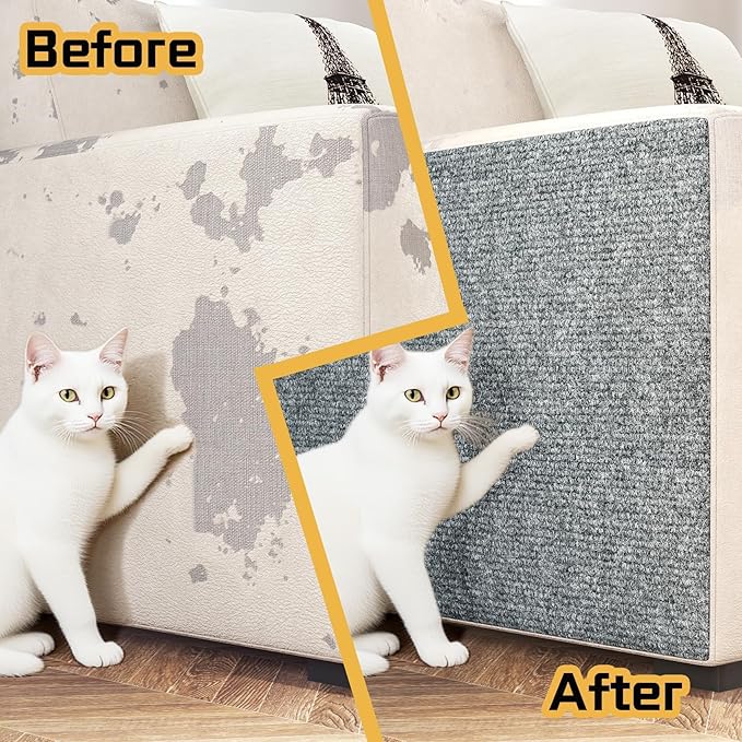 Decotalk Cat Wall Scratcher Mat Adhesive Light Grey Anti Cats Scratch Furniture Couch 12x78.7 Inch Wall Cat Scratcher Carpet Corner Protector for Indoor Cats Light Grey Cat Scratching Post for Sofa