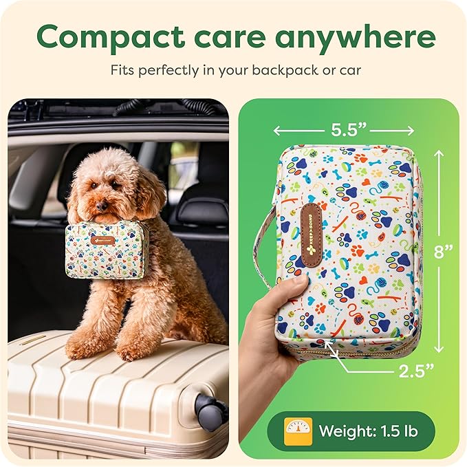 KeepGoing Dog First Aid Kit – Pet Emergency Kit for Dogs & Cats – Dog Travel Accessories for Car, Camping and Hiking