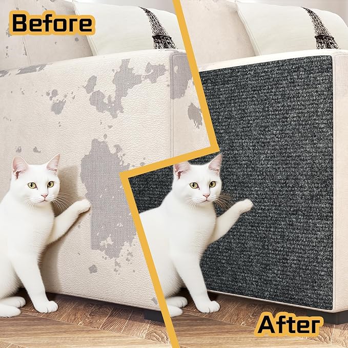 Decotalk Cat Wall Scratcher Adhesive Wall Scratchers for Indoor Cats Dark Grey Peel and Stick Carpet Walls Mounted Cat Scratching Pad 12"x78.7" Gray Corner Walls Scratching Post Furniture Protectors