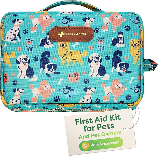 KeepGoing Dog First Aid Kit – Pet Emergency Kit for Dogs & Cats – Dog Travel Accessories for Car, Camping and Hiking