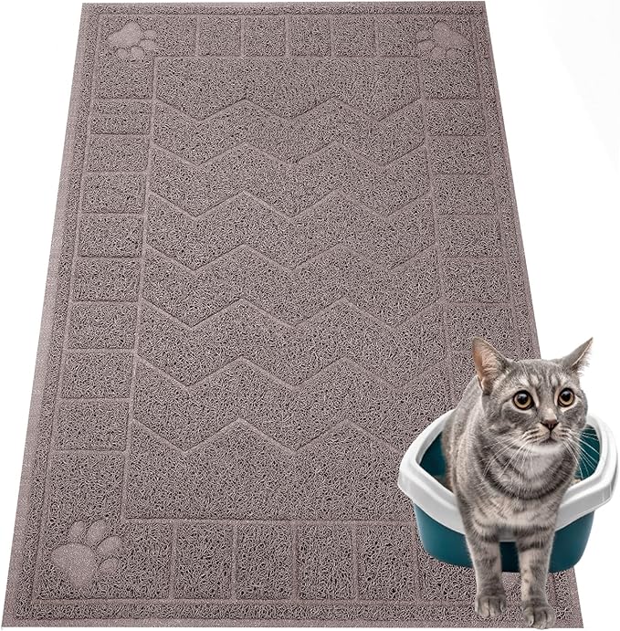 Cat Litter Mat, Litter Trapping Mat Soft on Kitty Paws, 35" x 24" Kitten Litter Box Mat for Cleaner Floors, Waterproof, Easy Clean, Durable Large Size Cat Litter Pad for Kitten.