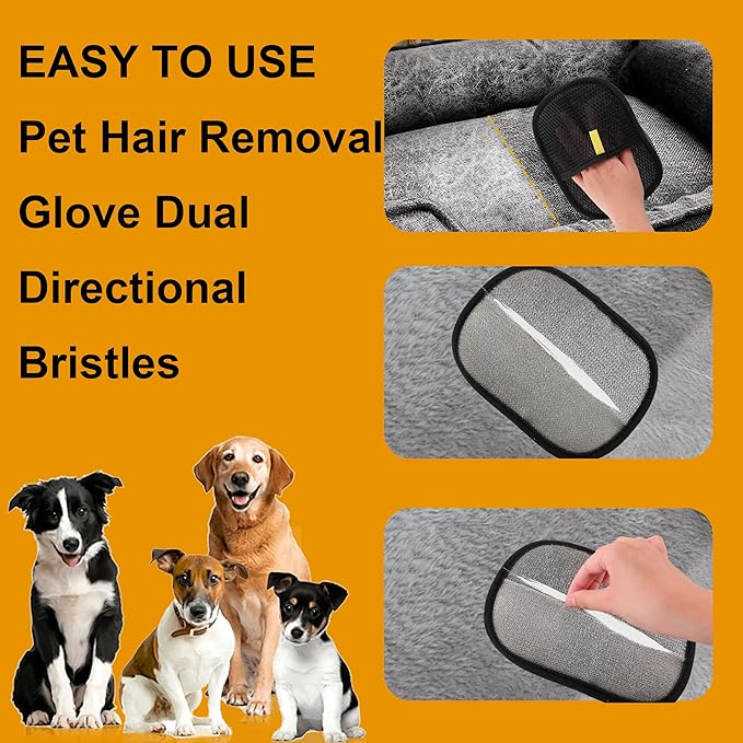 1 PCS Pet Hair Removal Gloves,Reusable Lint Roller for Furniture, Car, Clothes & Carpets ，Cat & Dog Hair Remover Tool with Ergonomic Grip