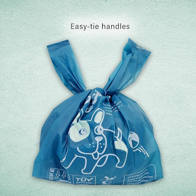 Dog Poop Bags with Handles, Dog Poop Bags Rolls-180 Counts, Doggie Poop Bags, Dog Waste Bags, Certified Compostable, Extra Thick & Leak Proof, Unscented, Eco-Friendly 9 x 13 Inches