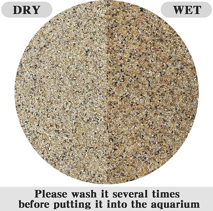 10 lbs Aquarium Sand, 0.6-1.2 mm Aquarium Substrate for Freshwater Fish Tank. Decorative River Rocks Gravel for Fish Tank, Plants Potted, Fire Pits, Candle, Vase and Crafts