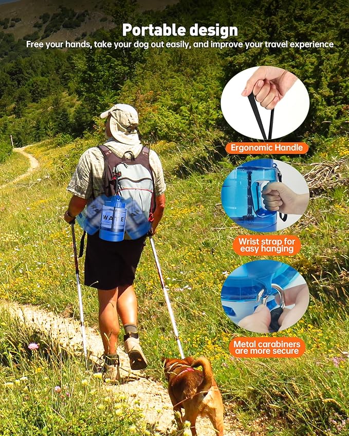 Portable Dog Water Bottle Bowl - 77 oz Travel Water Bowl Dispenser for Dogs Leak Proof, Suitable for Large Pet Drinking, A Must Have for Outdoor, Camping, Walking, Beach, Hunting Other Scenes （Blue）