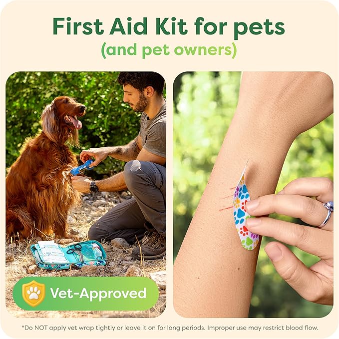 KeepGoing Dog First Aid Kit – Pet Emergency Kit for Dogs & Cats – Dog Travel Accessories for Car, Camping and Hiking
