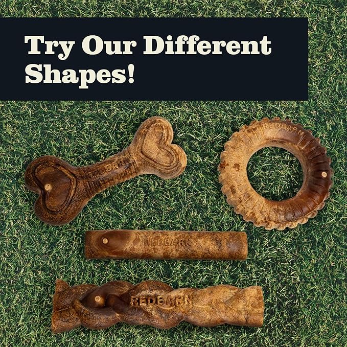 Redbarn Natural Dur-A-Bulls Treats for Dogs - 3 Large Bones - Hickory Flavor - Made in USA Long Lasting 100% Digestible No Artificial Ingredients or Plastic