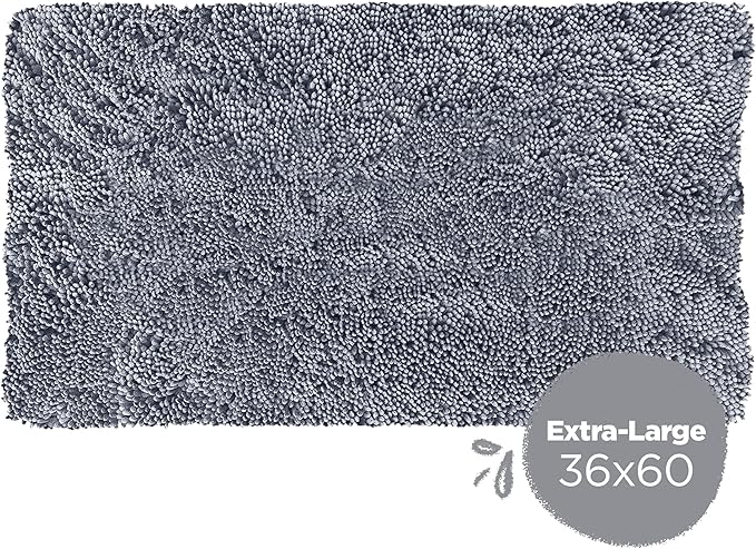 Soggy Doggy Doormat Plain Solid Color Design - Ultra Absorbent Microfiber Chenille Wet Dog Mat for Muddy Paws - Non-Slip and Machine Washable (Grey, Extra-Large 36” x 60”)