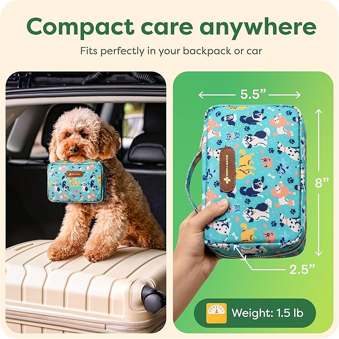 KeepGoing Dog First Aid Kit – Pet Emergency Kit for Dogs & Cats – Dog Travel Accessories for Car, Camping and Hiking