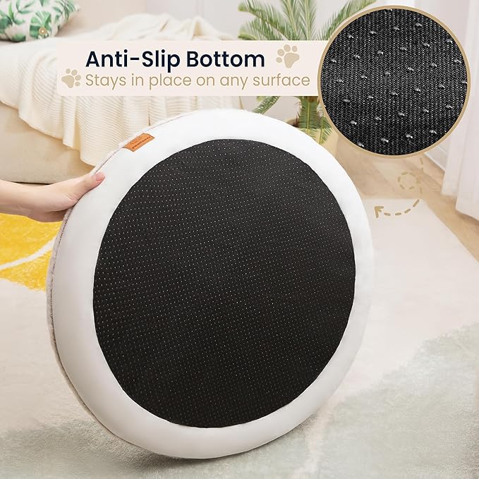 Round Donut Dog Bed – Luxury Orthopedic Dog Beds with Memory Foam – Calming Bolster Pet Bed, Water-Resistant, Washable Plush Cover, Zipper – Small, Medium, Large Dogs & Cats (31 Inches)