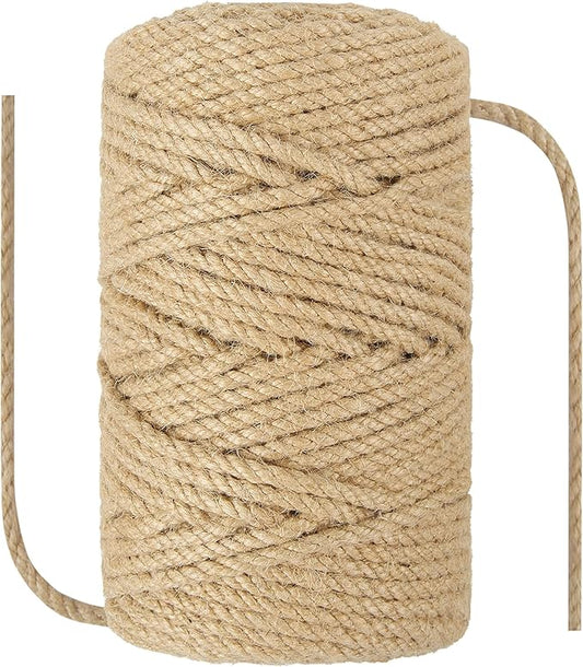 1/5 inch (5mm) x 328 ft (100Meter) Natural Sisal Hemp Rope Heavy Duty Thick Twine for Cat Scratcher Post Tree, Garden, Binding, Crafts Packing Material