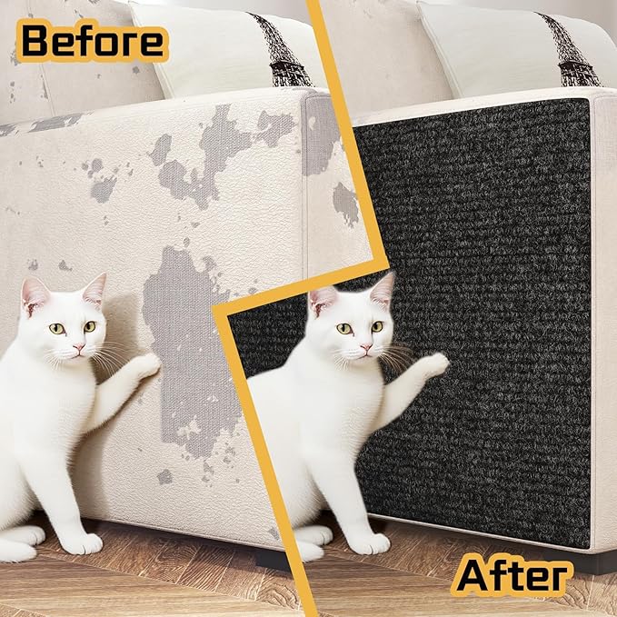 Decotalk Wall Cat Scratcher Adhesive Black Corner Cat Scratching Wall Post Black Indoor Scratchers Post for Cats 15.7"x78.7" Carpet Scratching Pad Corner Scratchers for Indoor Cats Wall Mounted Mat