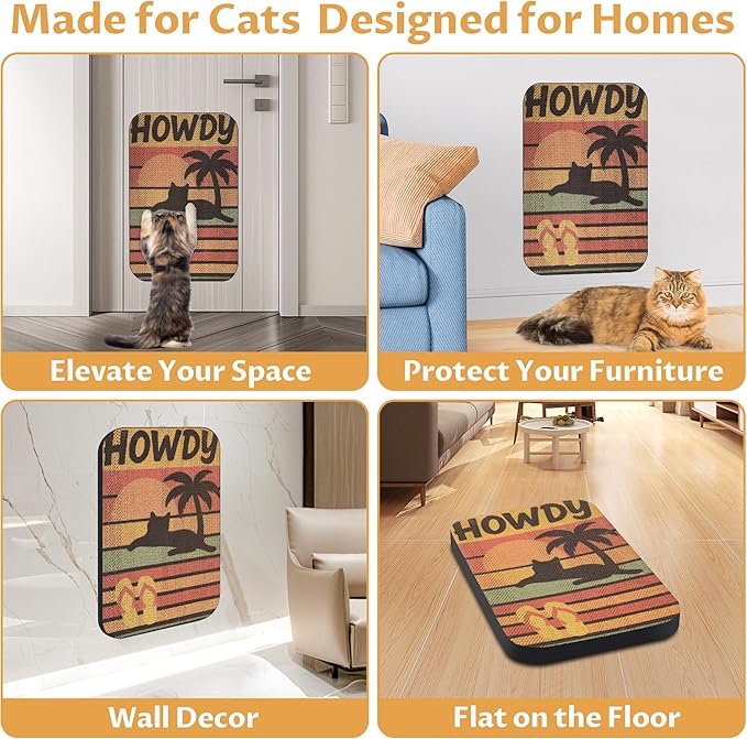 Art Cat Scratcher, Wall-Mountable Cat Scratching Board, Cat Wall Scratcher 16.7x11x1 Inch Cat Scratch Pad and Cat Scratchers for Indoor Cats Toy Furniture Protector（Beach）