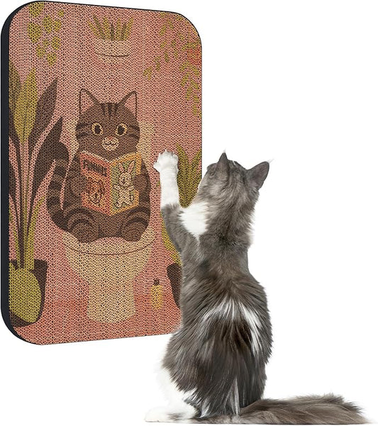 Art Cat Scratcher, Wall-Mountable Cat Scratching Board, Cat Wall Scratcher 16.7x11x1 Inch Cat Scratch Pad and Cat Scratchers for Indoor Cats Toy Furniture Protector（Pink）