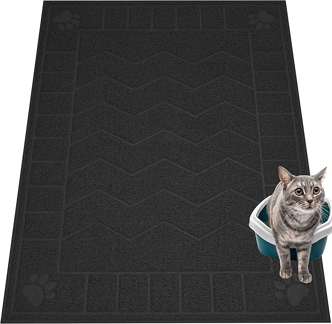 Cat Litter Mat, Litter Trapping Mat Soft on Kitty Paws, 47" x 35" Kitten Litter Box Mat for Cleaner Floors, Waterproof, Easy Clean, Durable XL Large Size Cat Litter Pad for Kitten.